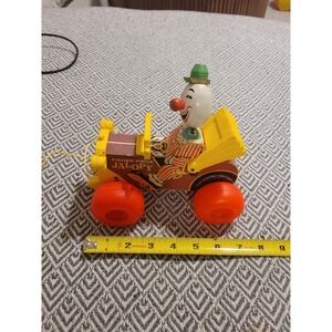 Vintage 1960s Fisher Price Jalopy Pull Toy #724- Missing One Mirror